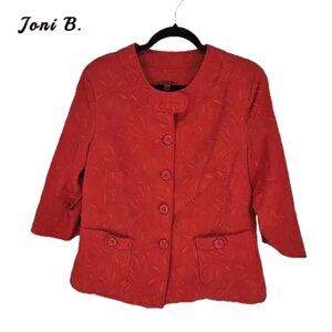Joni B Cropped 3/4 Sleeve Quilted Jacket, Scarlet, NWT, Sz Small